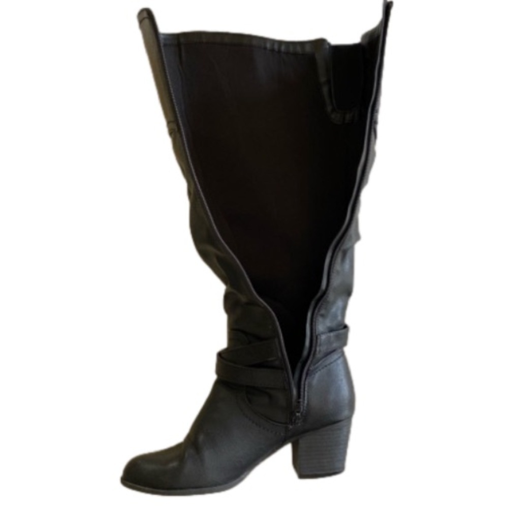 INDIGO RD Tall Boots Side Zip Buckle Detail Slouch Black, Women Size 7.5 - Picture 8 of 12